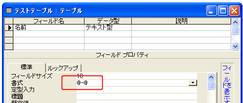 テキスト型の書式の設定