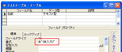 テキスト型の書式の設定