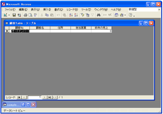 データシートビューでデータを入力する