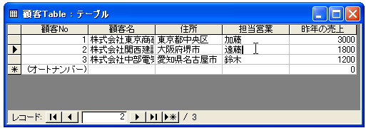 レコードの修正