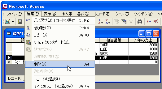 レコードの削除