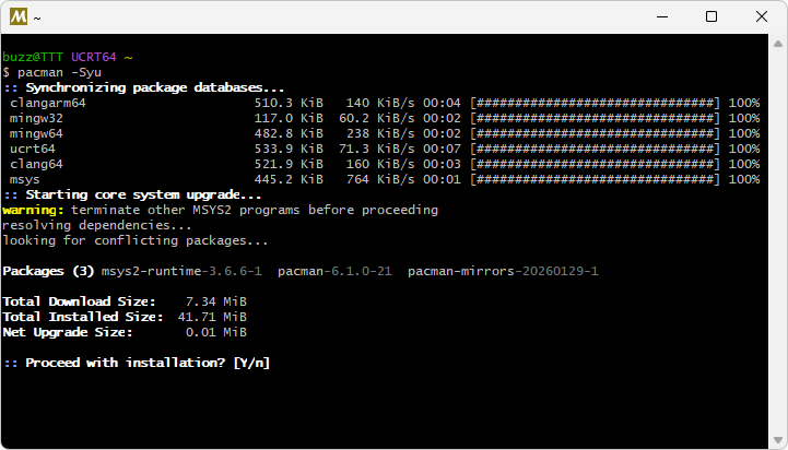 MSYS2のダウンロードとインストール(10)