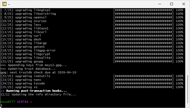 MSYS2のダウンロードとインストール(17)