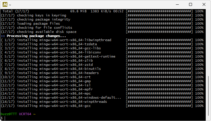 MSYS2版のMinGW-w64をインストールする(4)