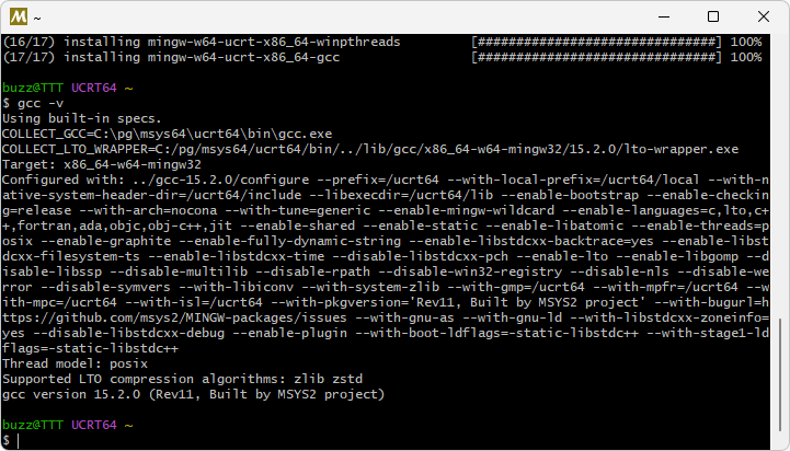MSYS2版のMinGW-w64をインストールする(6)