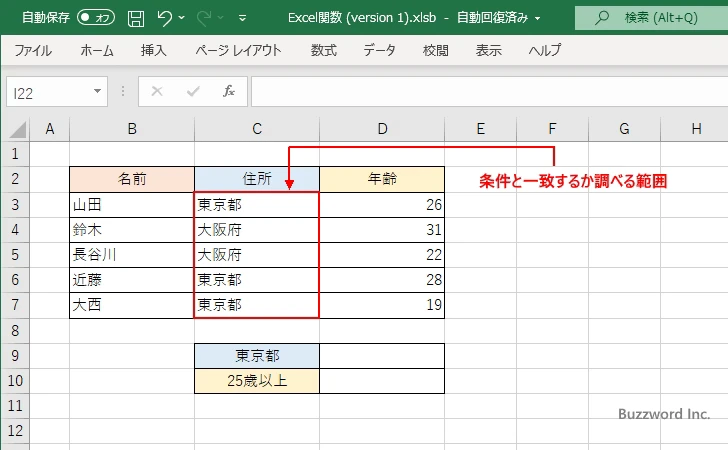 COUNTIF関数の定義(2)