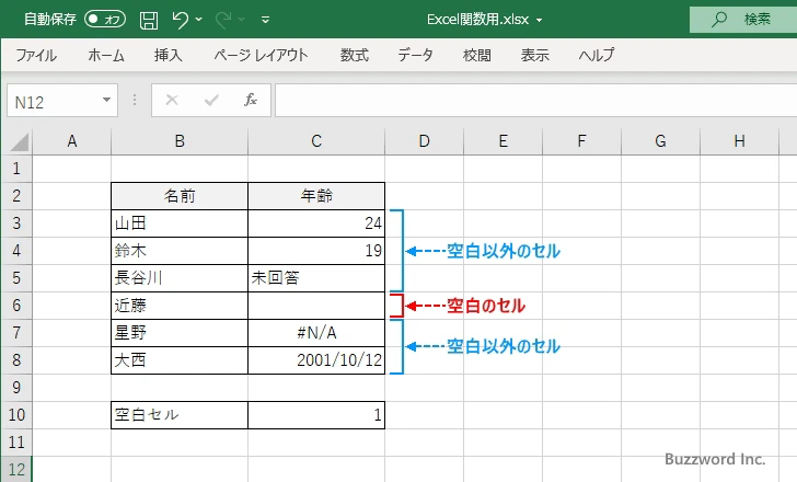 COUNTBLANK関数の定義(1)