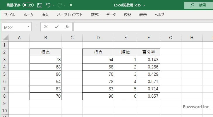 PERCENTRANK.EXC関数の解説(3)