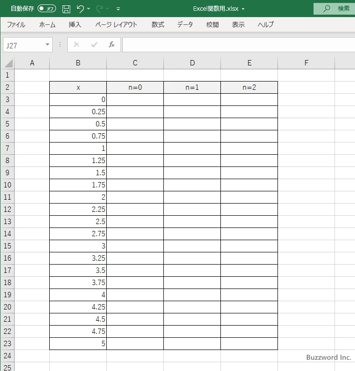 BESSELJ関数のサンプル(1)