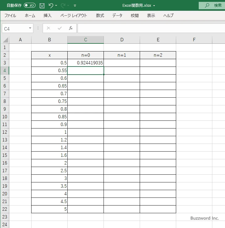 BESSELK関数のサンプル(3)