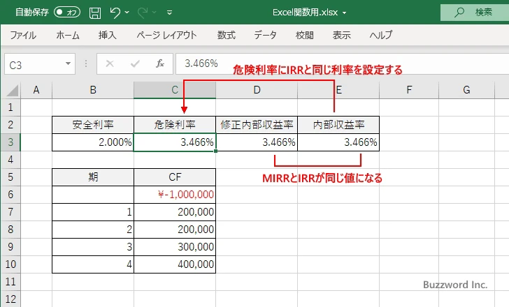 MIRR関数のサンプル(5)