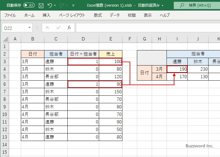 SUMPRODUCT関数でクロス集計する(7)