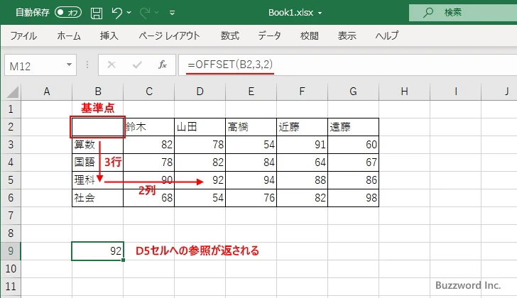 OFFSET関数のサンプル(1)