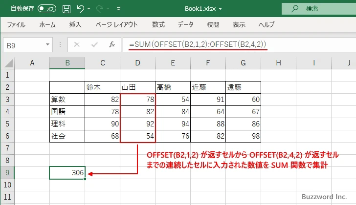 OFFSET関数のサンプル(2)