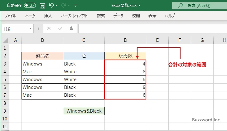 SUMIFS関数の定義(2)
