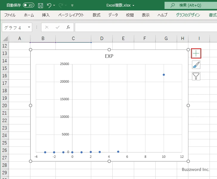 EXP関数を使って指数グラフを作成する(9)