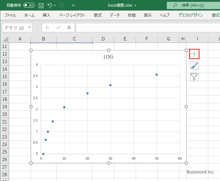 LOG関数を使って対数グラフを作成する(9)