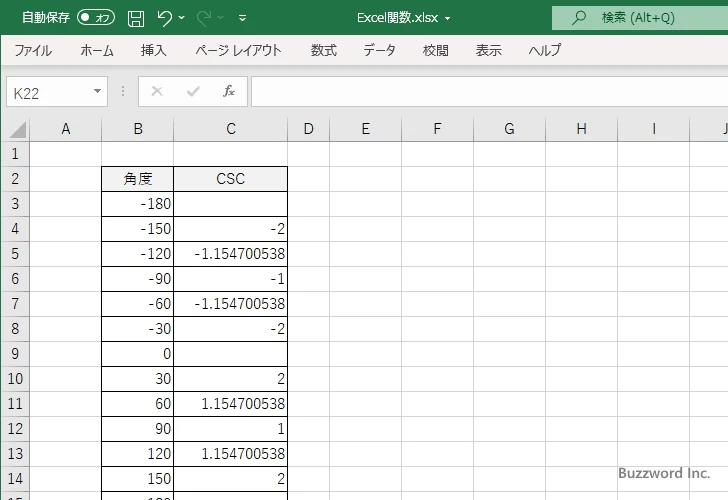 CSC関数を使ってコセカントのグラフを作成する(4)