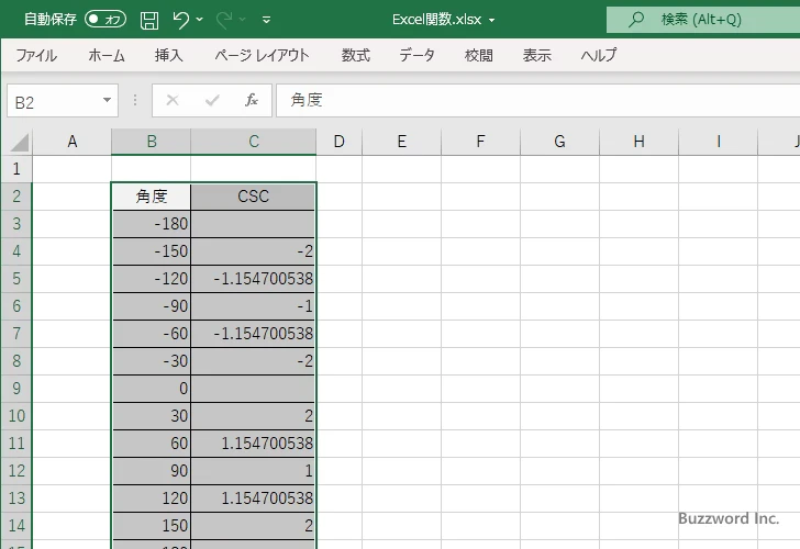 CSC関数を使ってコセカントのグラフを作成する(5)