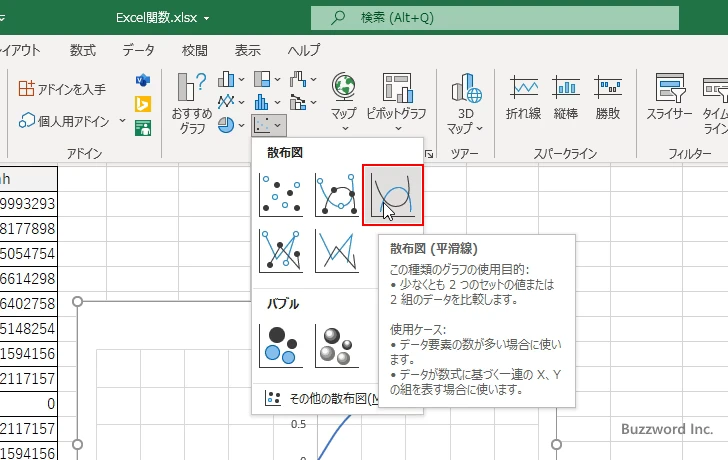 TANH関数を使ってハイパボリックタンジェントのグラフを作成する(7)