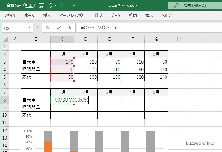 データラベルにパーセンテージを表示する(4)