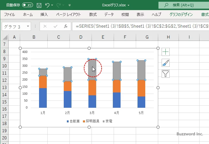 データラベルに合計値を表示する(4)