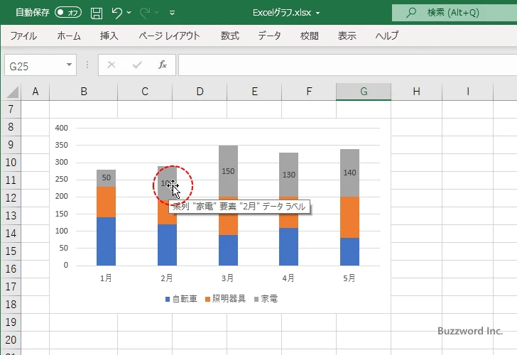 データラベルに合計値を表示する(8)