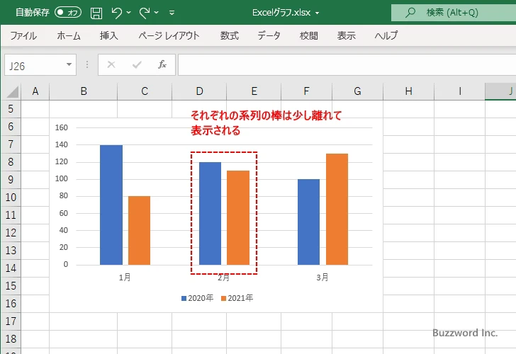 棒の重なり具合を設定する(1)