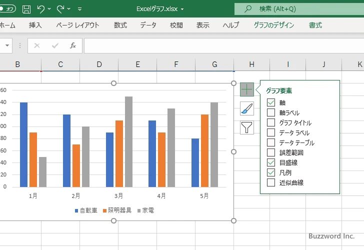 棒グラフに表示するグラフ要素を選択する(3)