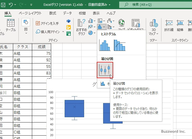箱ひげ図を作成する(4)