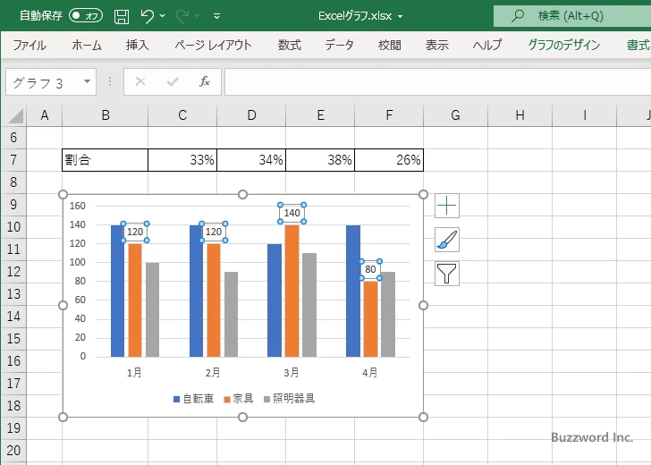 セルの値をデータラベルに表示する(3)