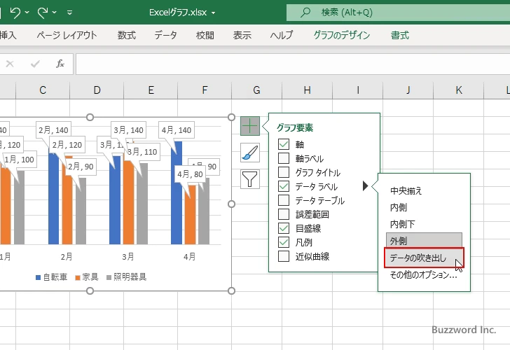 吹き出しを使ってデータラベルを表示する(3)