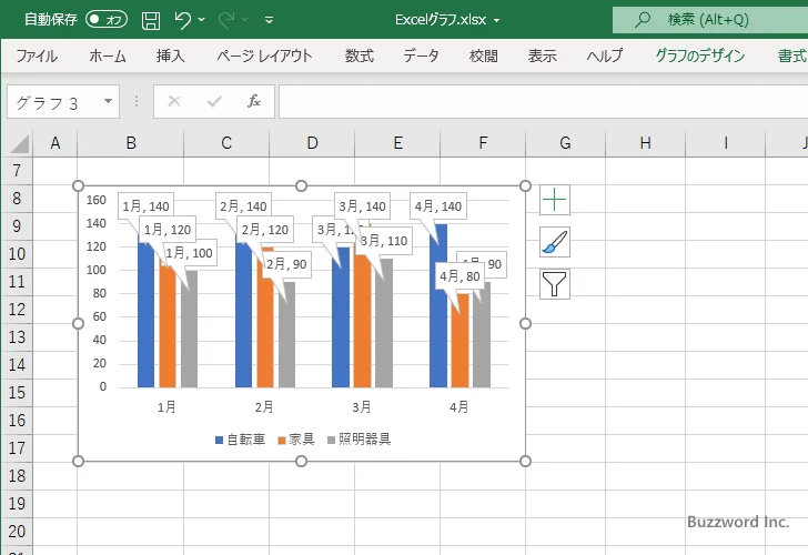 吹き出しを使ってデータラベルを表示する(4)