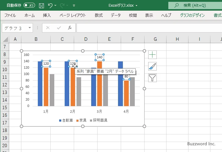 データラベルに表示する項目を選択する(1)