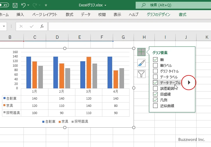 データテーブルを表示する(6)
