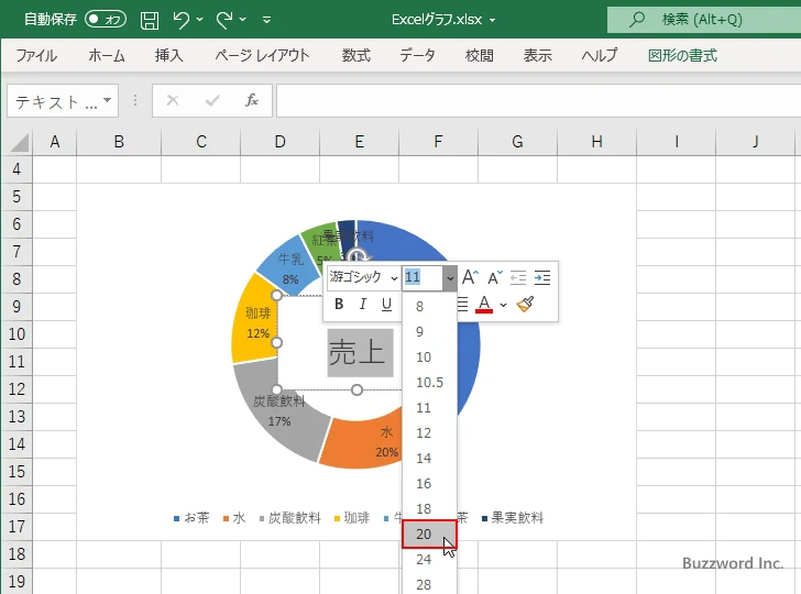 グラフの中心にテキストを表示する(9)