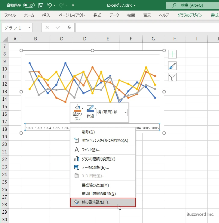 目盛ラベルの間隔を設定する(1)
