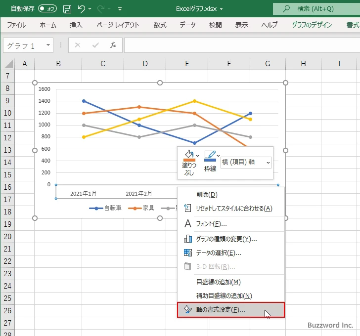 目盛ラベルの表示形式を設定する(2)