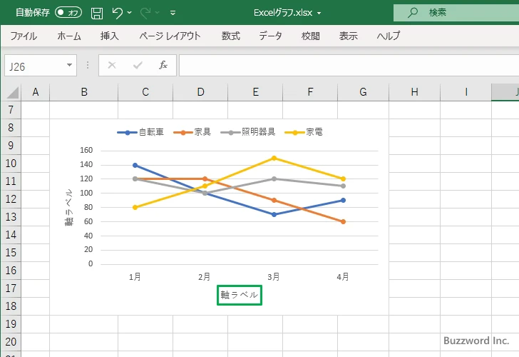 軸ラベルの枠線の色と幅を設定する(6)