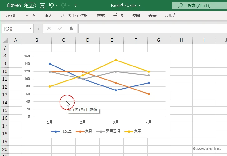 目盛線の色や幅を変更する(1)
