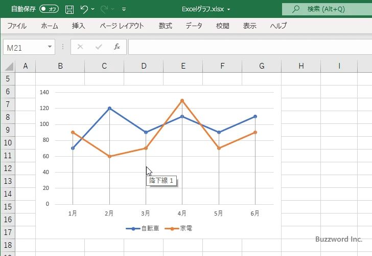 降下線の色と幅を設定する(1)
