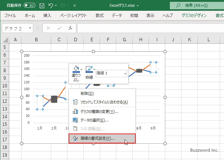 ローソクの塗りつぶし色と枠線の色と幅を設定する(2)