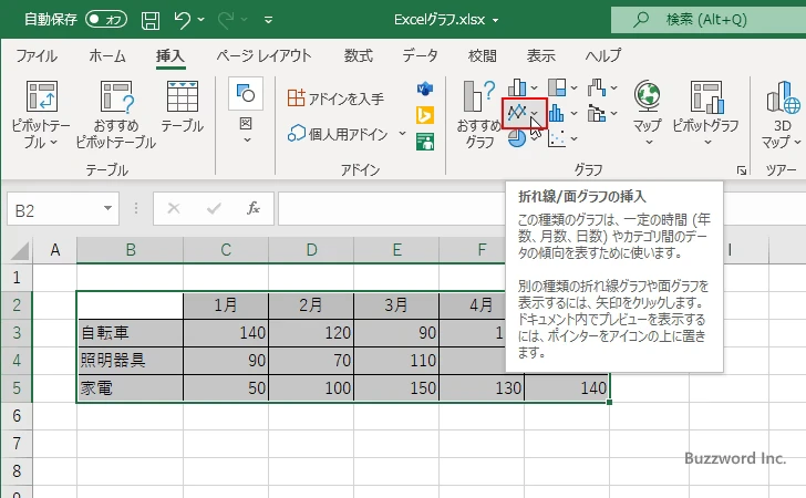 折れ線グラフを作成する(3)