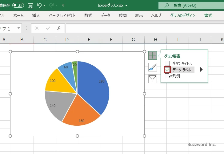 円グラフに表示するグラフ要素を選択する(7)