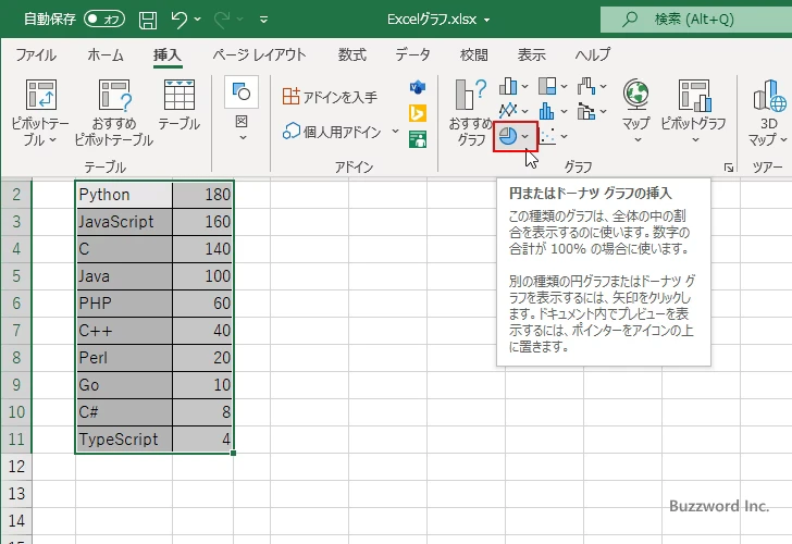 補助縦棒付き円グラフを作成する(2)
