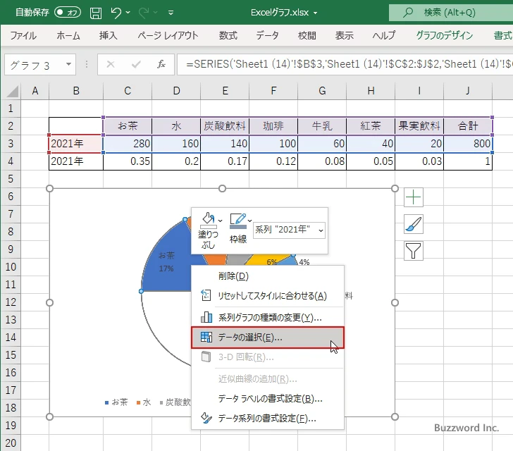 半円グラフでパーセンテージを表示する(4)