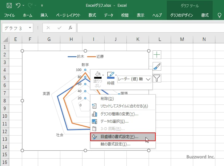 目盛線の色と幅を設定する(2)