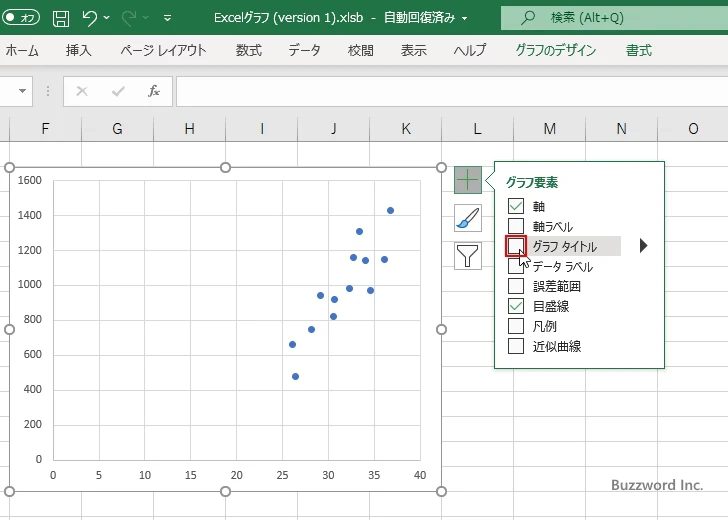 散布図に表示するグラフ要素を選択する(5)