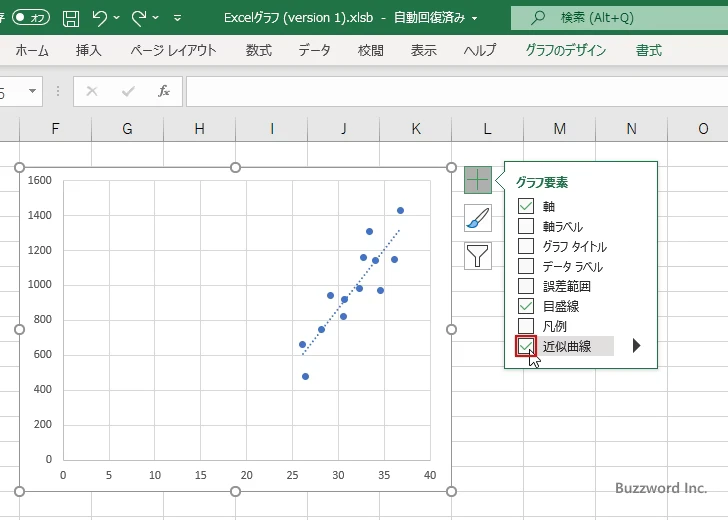散布図に表示するグラフ要素を選択する(7)