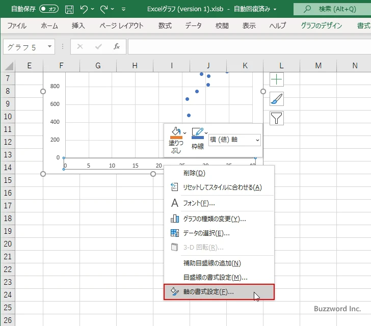 軸の最小値を調整する(3)